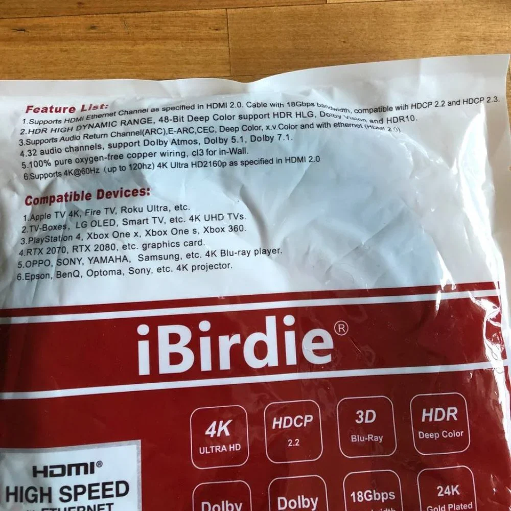 HDMI HIGH SPEED iBirdie Cable 6 Feet